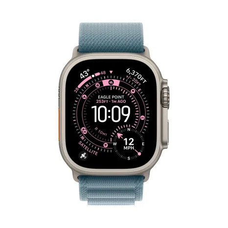 Apple Watch Ultra 3 49 мм, корпус из натурального титана, ремешок Alpine нежно-голубого цвета, размер M