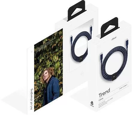 Кабель зарядный uBear Trend Cable USB-C/USB-C 2.4м, 140W, синий