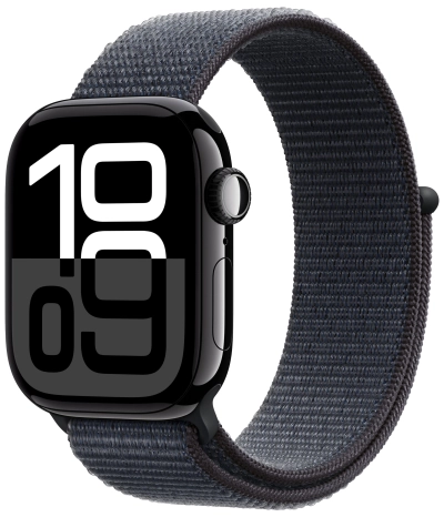 Apple Watch Series 10 Sport Loop, 42 мм, черный глянец